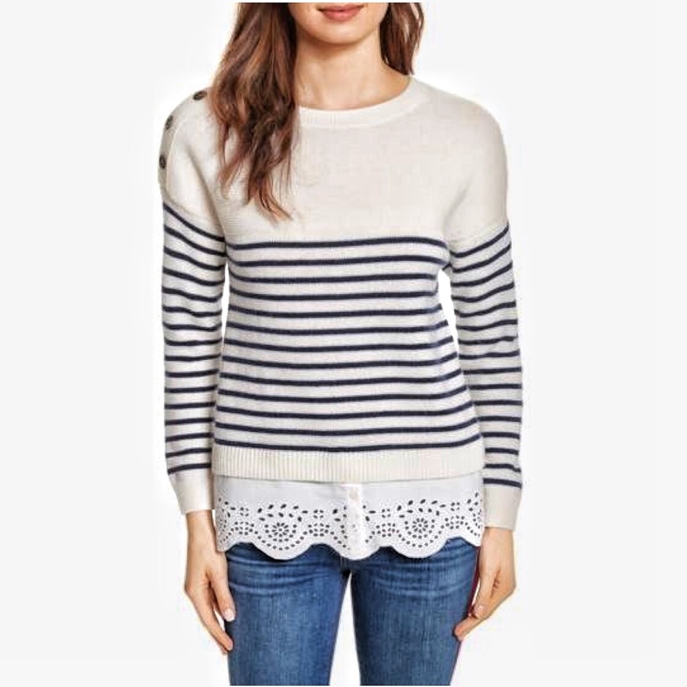 Joie Wool and Cashmere Striped Sweater